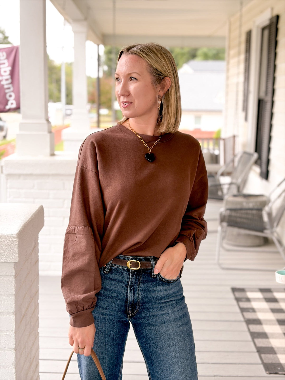 Rose & Lee Co Allison Sweatshirt, Espresso Sweatshirt & Hoodies
