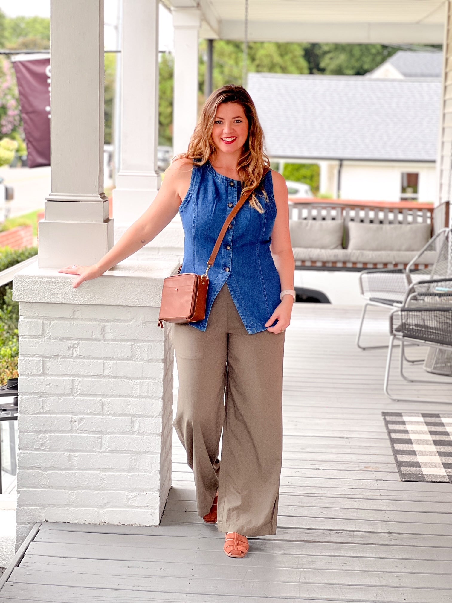 wide leg olive trousers