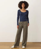 wide leg olive trousers