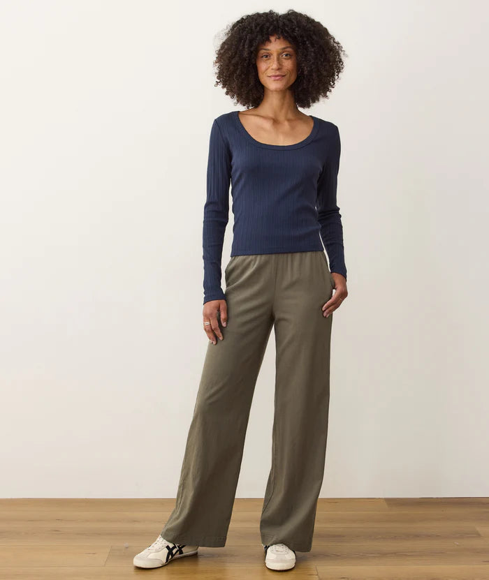 wide leg olive trousers