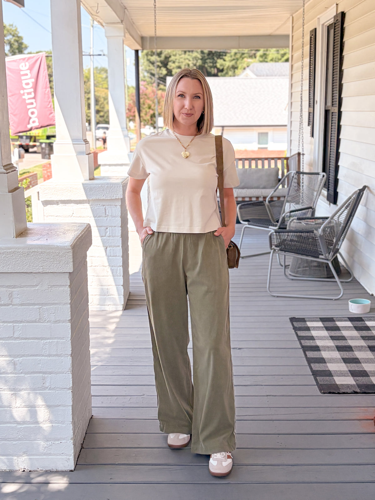 Rose & Lee Co Allison Pants, Olive by Marine Layer Pants