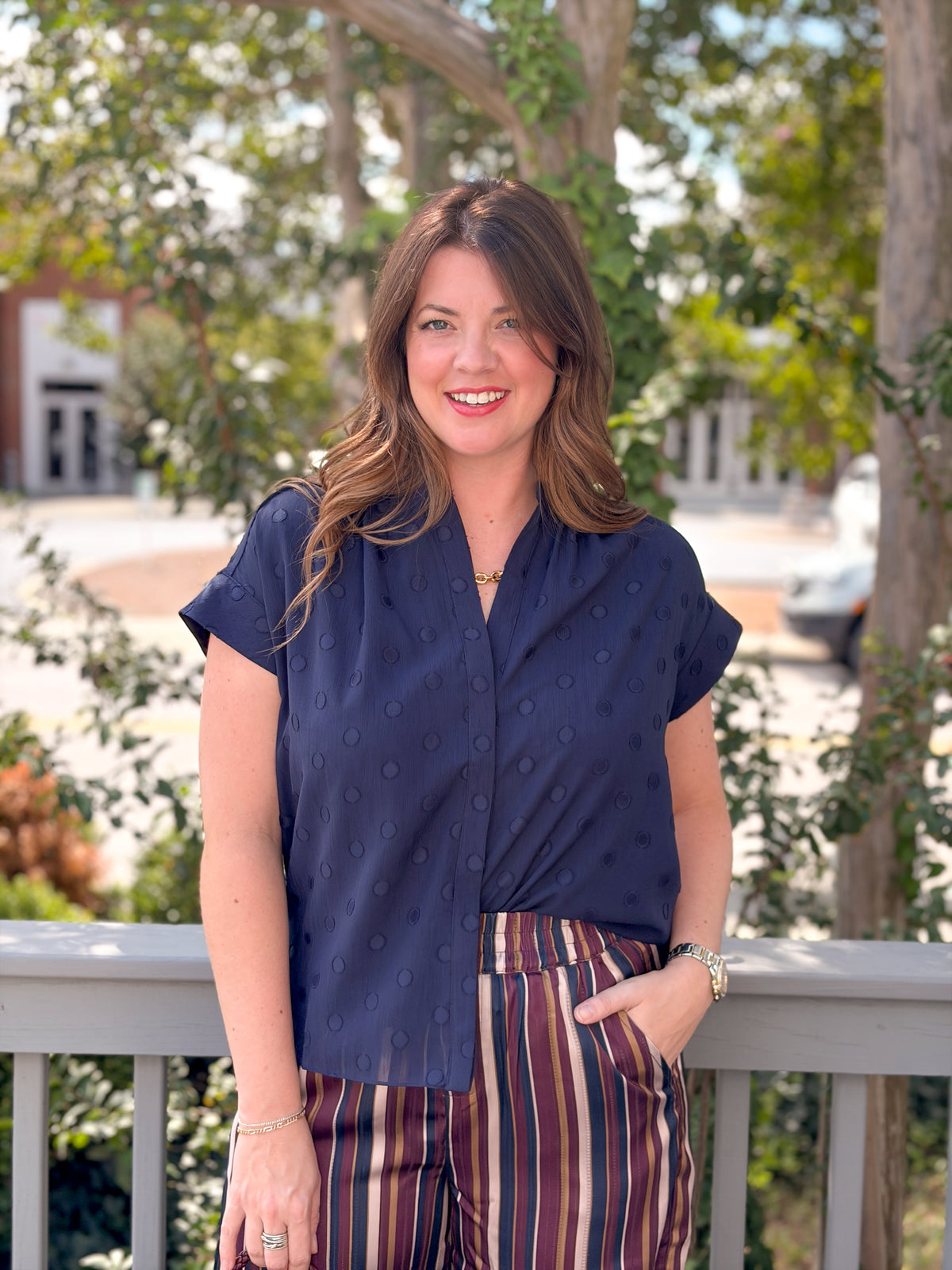 Rose & Lee Co Amanda Top, Navy Work Tops