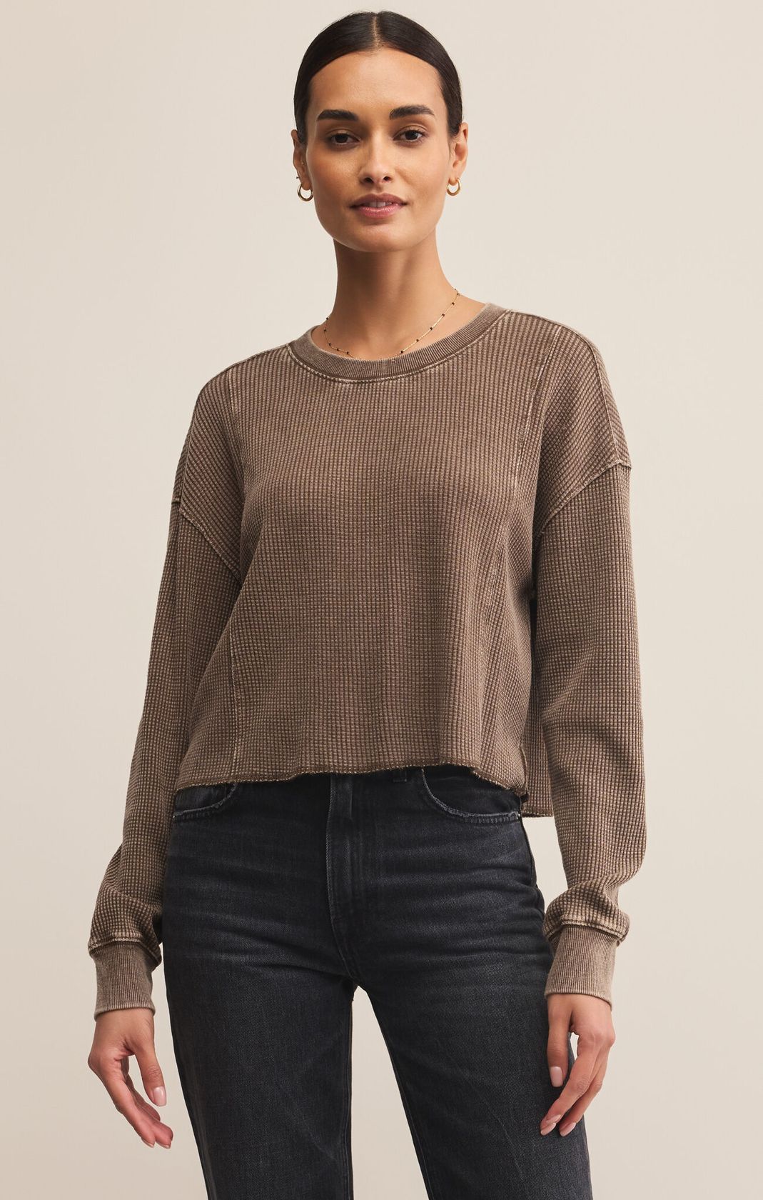 Brown Long Sleeve Thermal Top