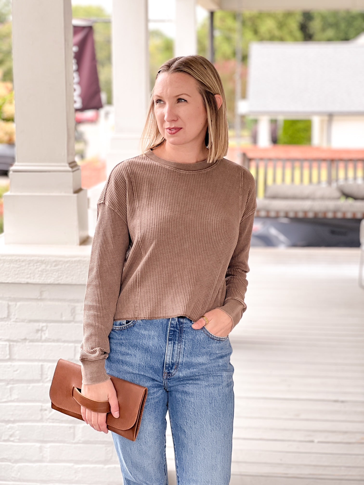 Brown Long Sleeve Thermal Top