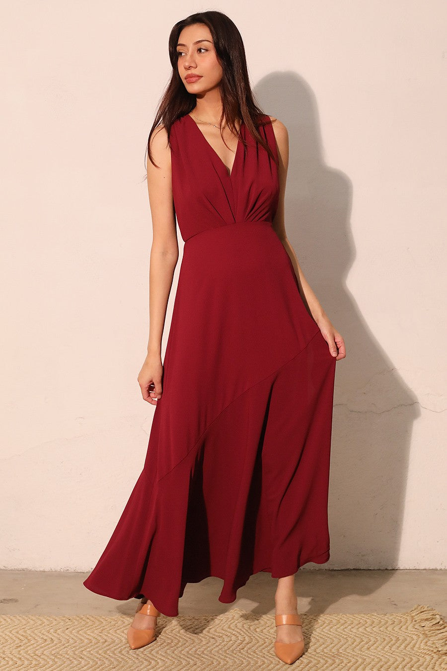 Red Sleeveless Event Maxi Dress