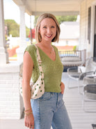 Rose & Lee Co Annabelle Top, Green short sleeve