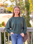 Rose & Lee Co Anneke Top, Dark Pine Heather Long Sleeve