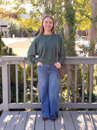 Rose & Lee Co Anneke Top, Dark Pine Heather Long Sleeve