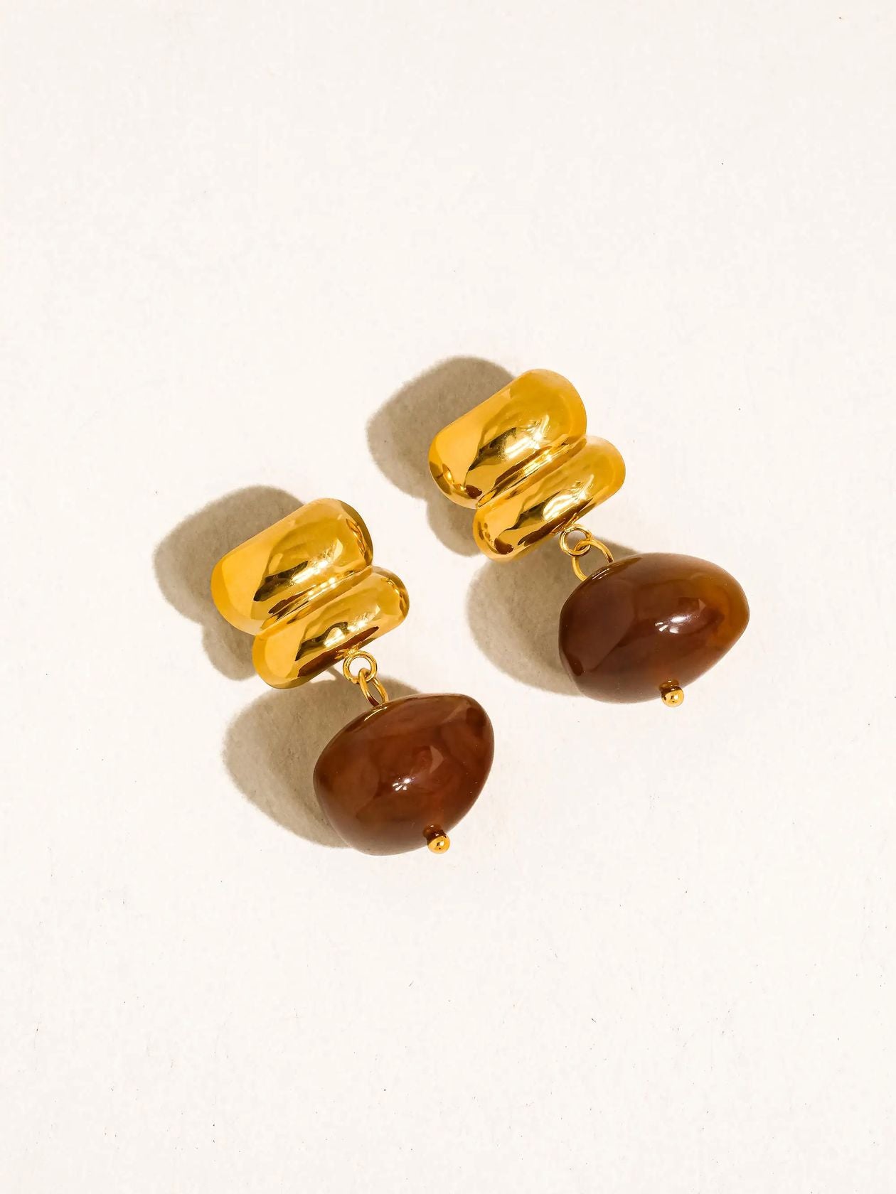 Rose & Lee Co Annina Agate Earrings, 18k Gold Earrings