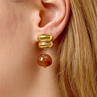 Rose & Lee Co Annina Agate Earrings, 18k Gold Earrings