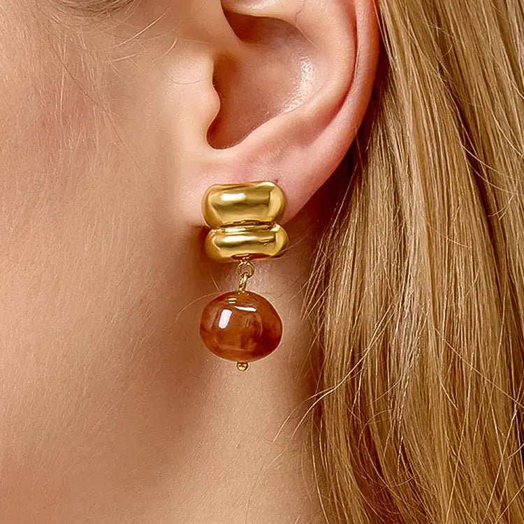 Rose & Lee Co Annina Agate Earrings, 18k Gold Earrings
