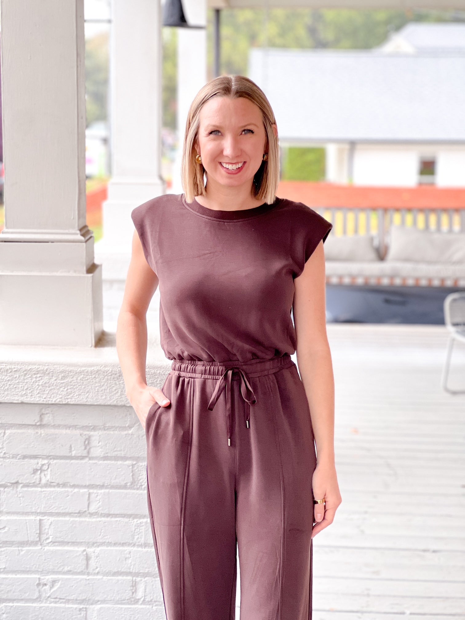 Espresso Brown Modal Short Sleeve Jumpsuit