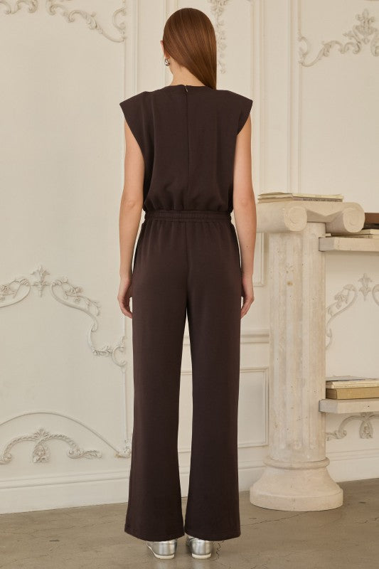 Espresso Brown Modal Short Sleeve Jumpsuit