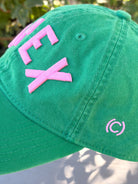 Rose & Lee Co APEX Arched Cotton Dad Hat, Green/Bright Rose Accessories