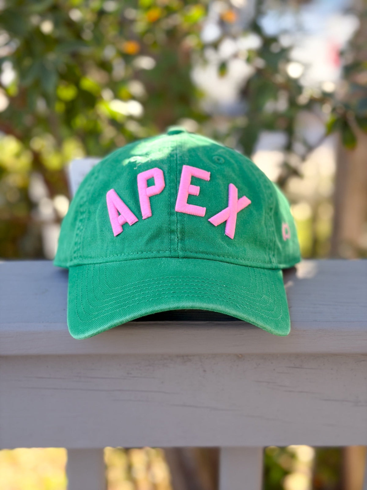 Rose & Lee Co APEX Arched Cotton Dad Hat, Green/Bright Rose Accessories