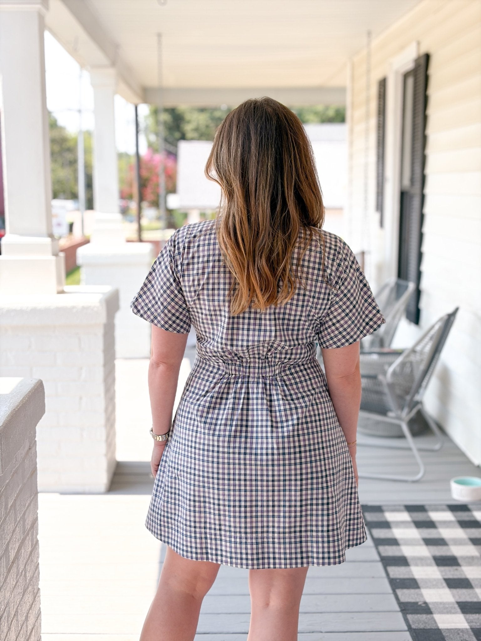 Rose & Lee Co Arden Dress, Blue/Purple Plaid by Marine Layer Casual Dresses