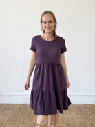 Plum Short Sleeve Mini Dress