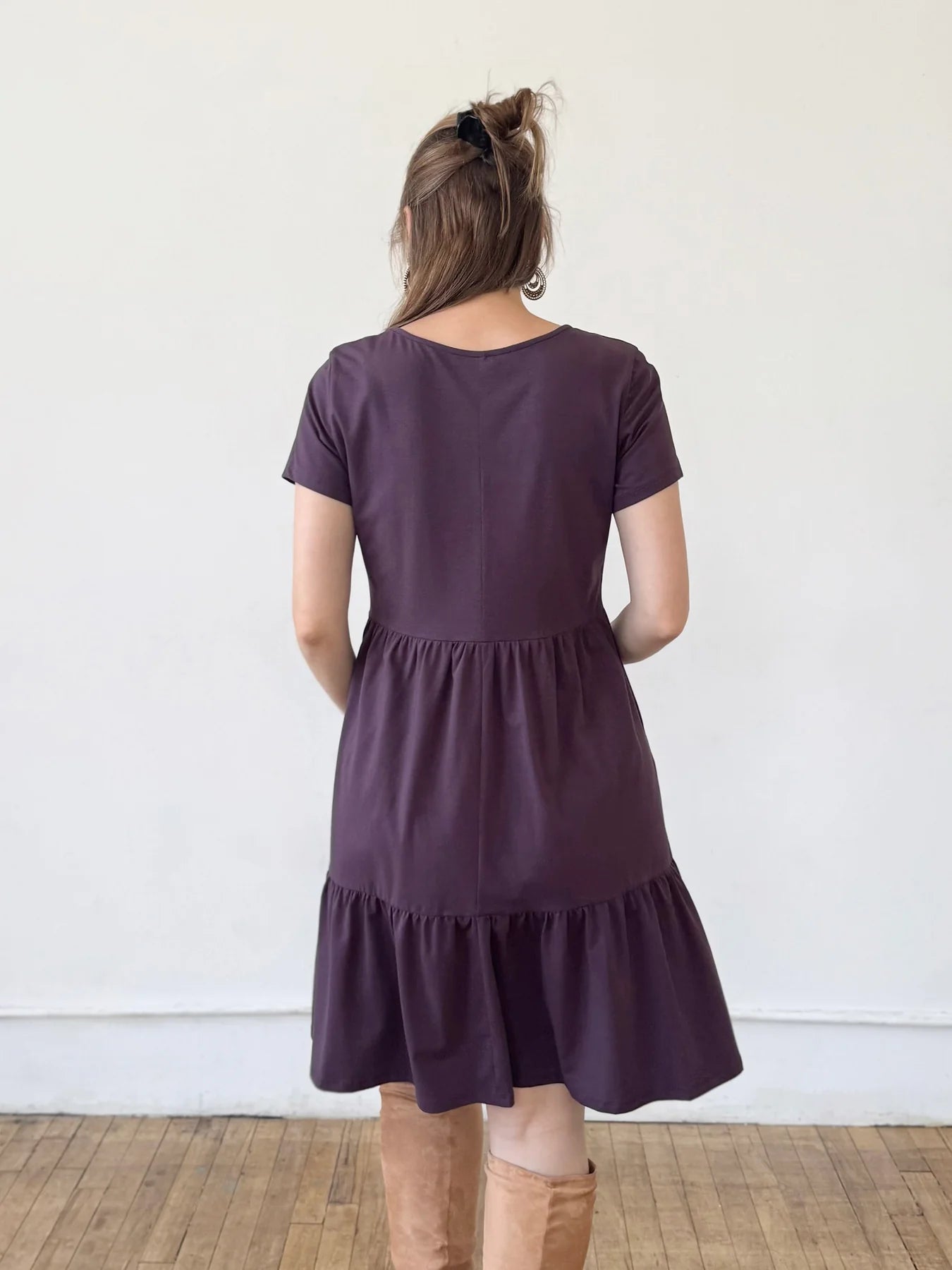 Plum Short Sleeve Mini Dress