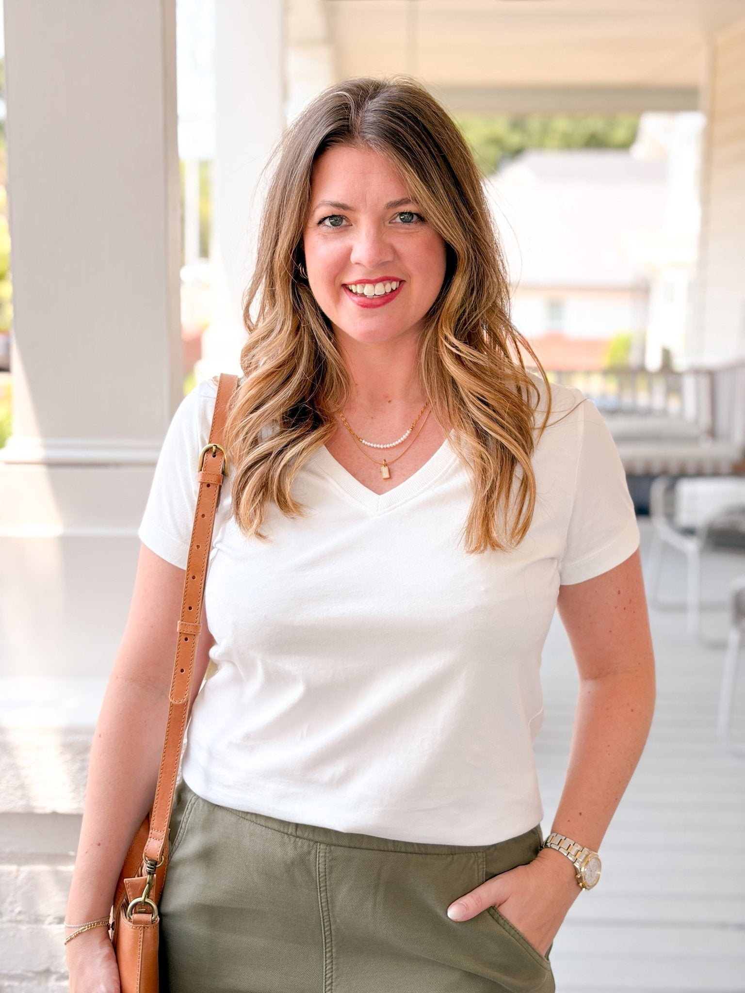 Rose & Lee Co Aria Tee, White short sleeve