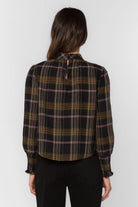 Long Sleeve Plaid Mock Neck Top