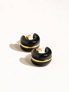 Rose & Lee Co Arlo 18k Gold C Hoop Earrings, Black Earrings