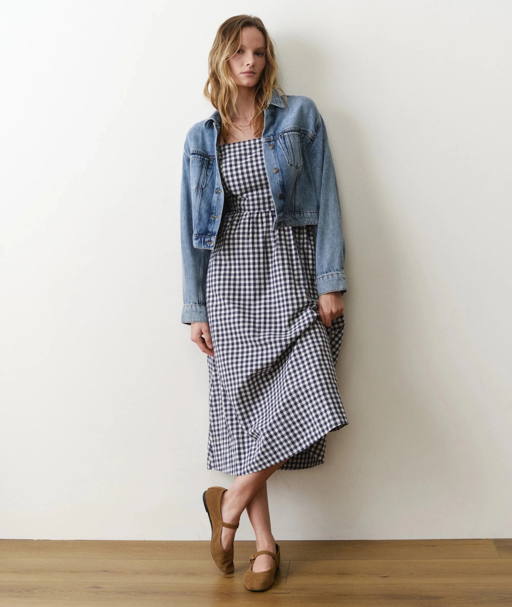 Rose & Lee Co Ash Cropped Denim Jacket, Medium Wash by Marine Layer Jackets