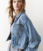 Medium Blue Cropped Denim Jacket