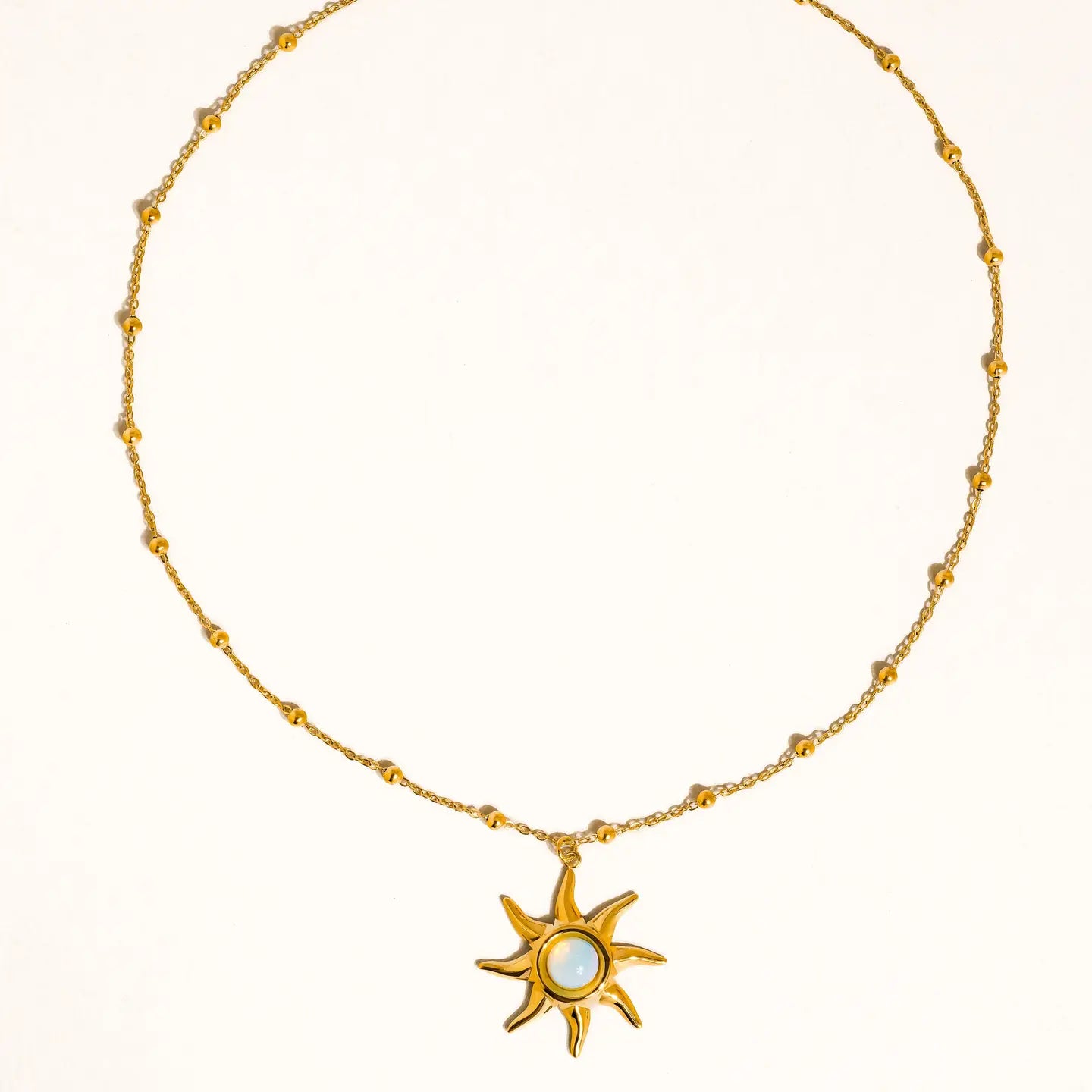 Rose & Lee Co Astoria Sun Pendant Necklace, 18k Gold Earrings