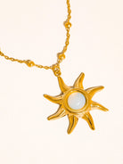 Rose & Lee Co Astoria Sun Pendant Necklace, 18k Gold Earrings