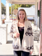 Ivory Aztec Printed Cardigan Shawl