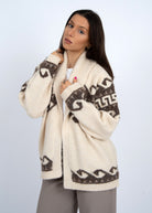 Ivory Aztec Printed Cardigan Shawl