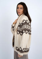 Ivory Aztec Printed Cardigan Shawl
