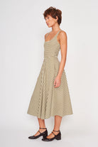 Green Striped Midi Sleeveless Dress