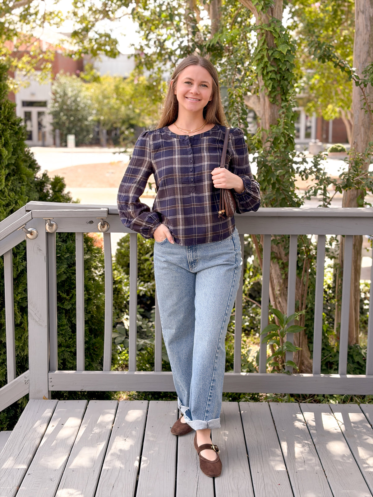 Rose & Lee Co Autumn Plaid Top, Eclipse by Z Supply Long Sleeve