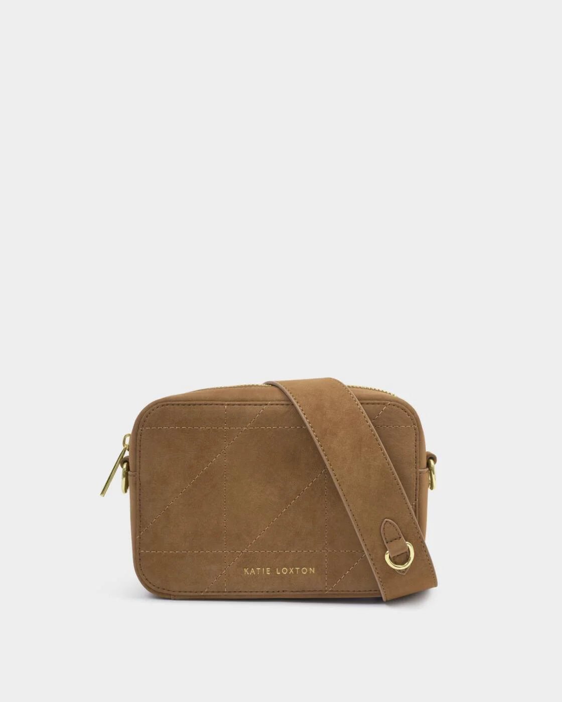 Rose & Lee Co Avery Quilted Suedette Crossbody Bag, Caramel Bags