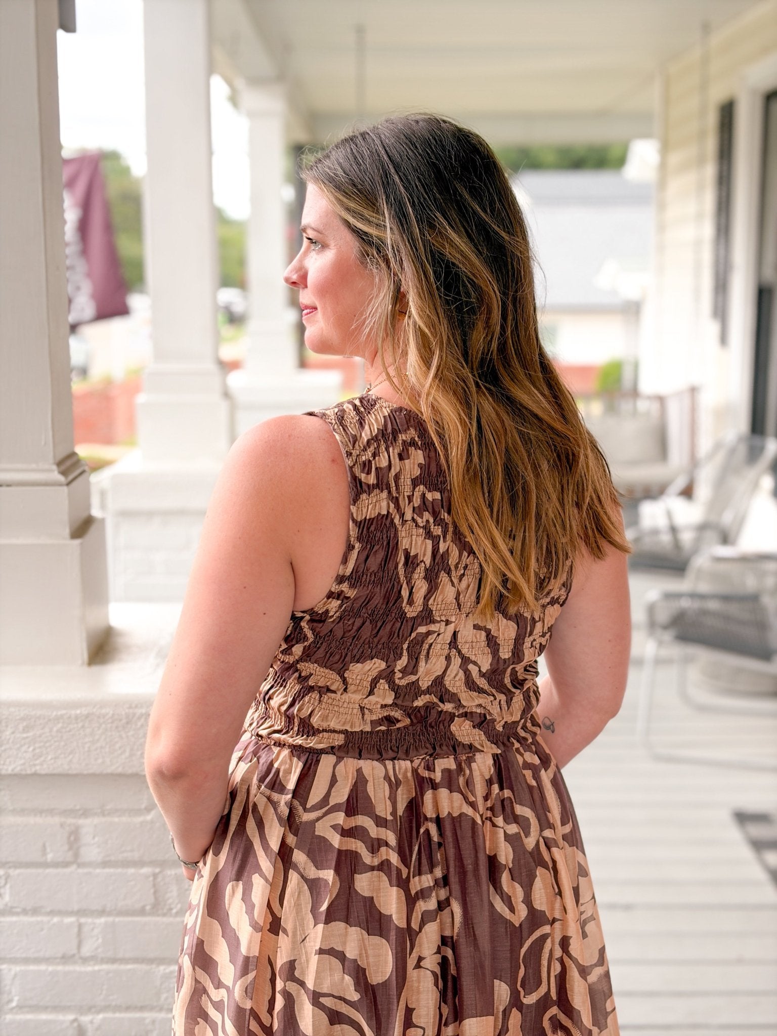 Rose & Lee Co Julie Dress, Oak/Beige Event Dress