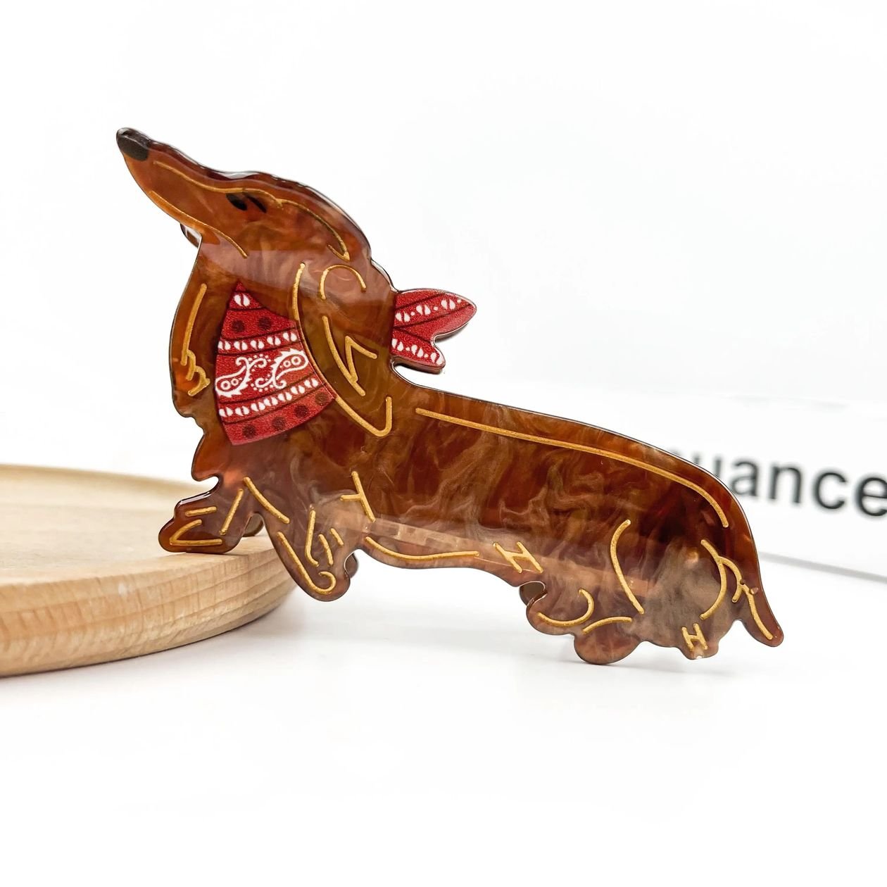 Rose & Lee Co Bandana Dachshund Claw Clip Hair