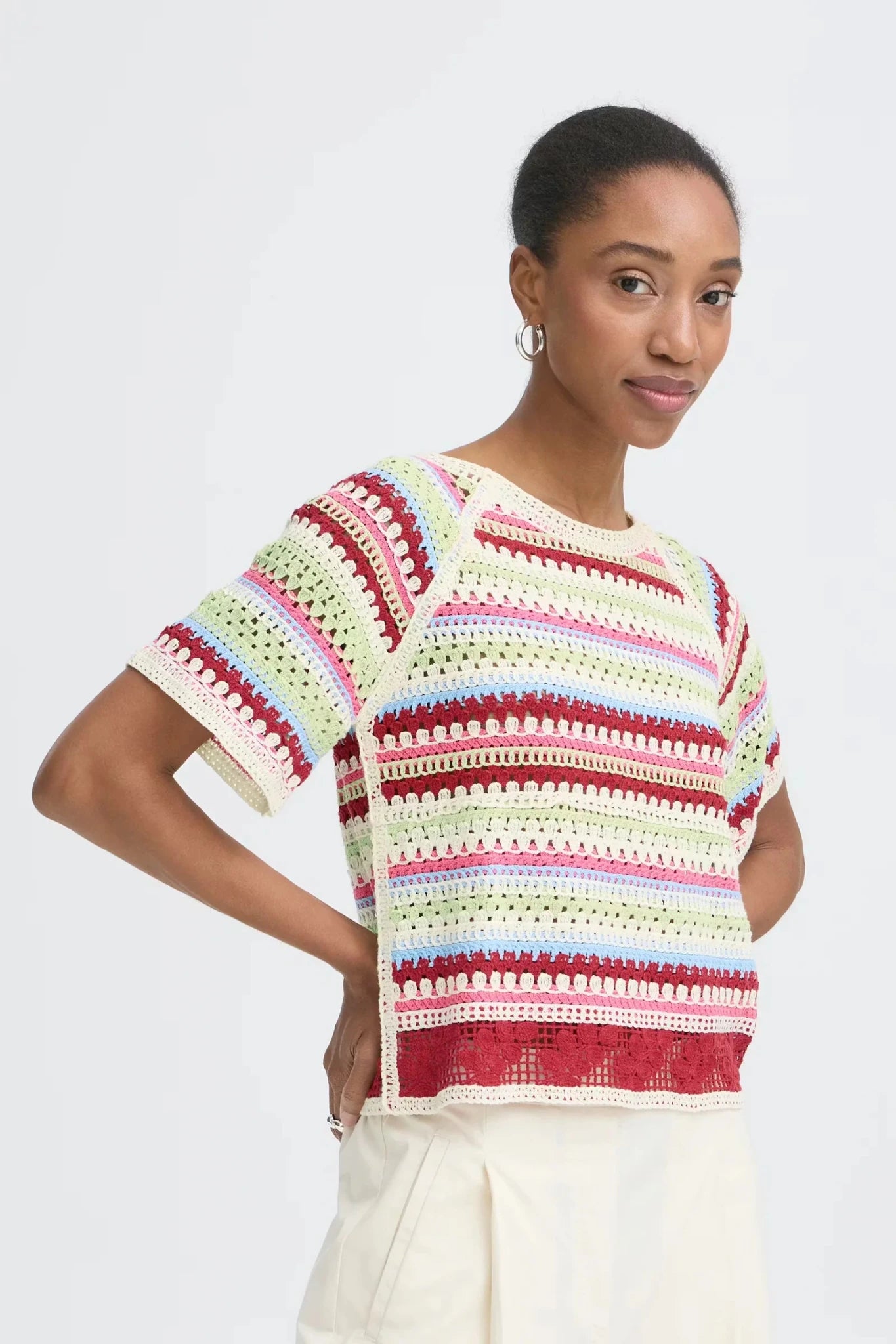 Rose & Lee Co Bandie Top, Multi short sleeve