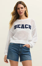 White Open Knit Beach Sweater