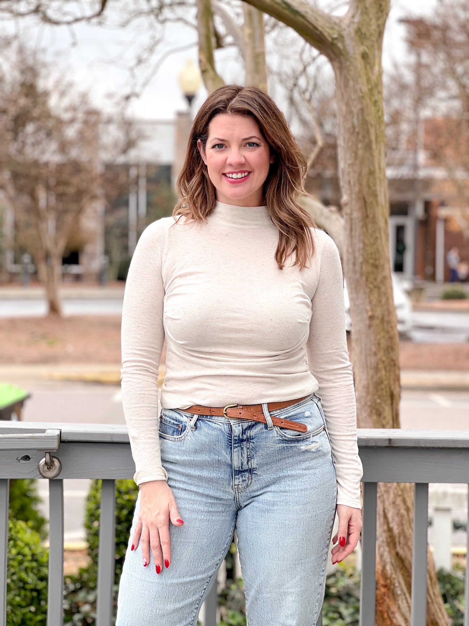 Oatmeal Long Sleeve Turtleneck Top