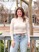 Oatmeal Long Sleeve Turtleneck Top