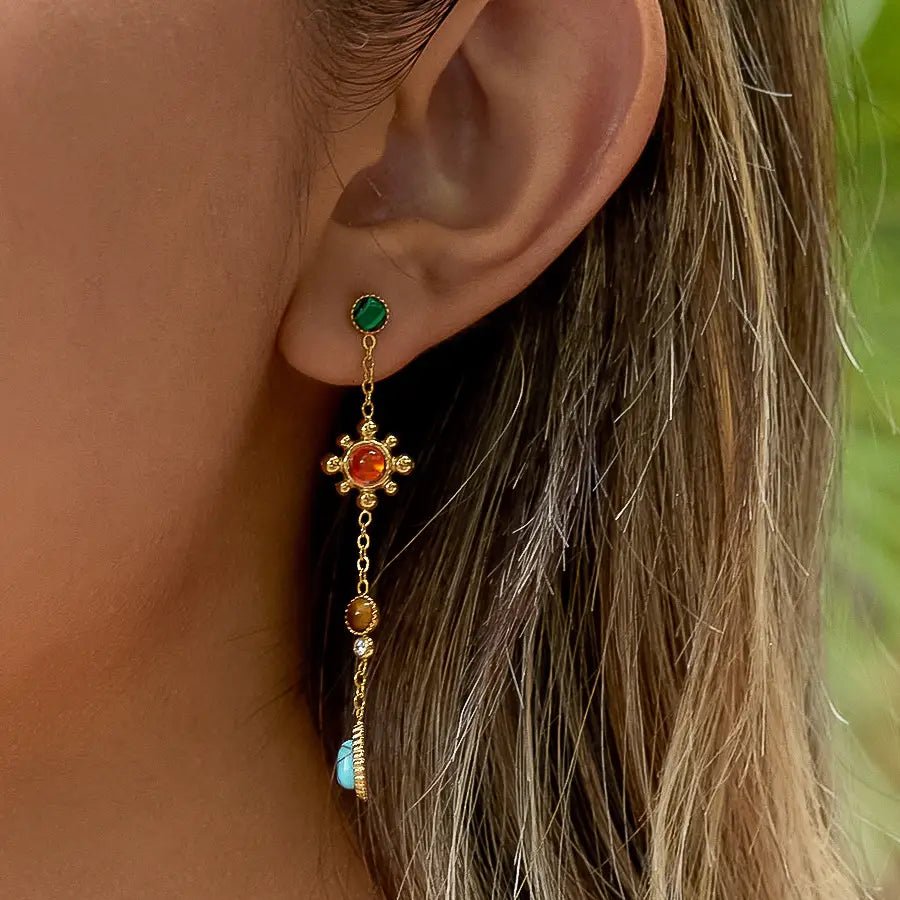 Rose & Lee Co Bellevie Gemstone Drop Earrings, 18k Gold Earrings