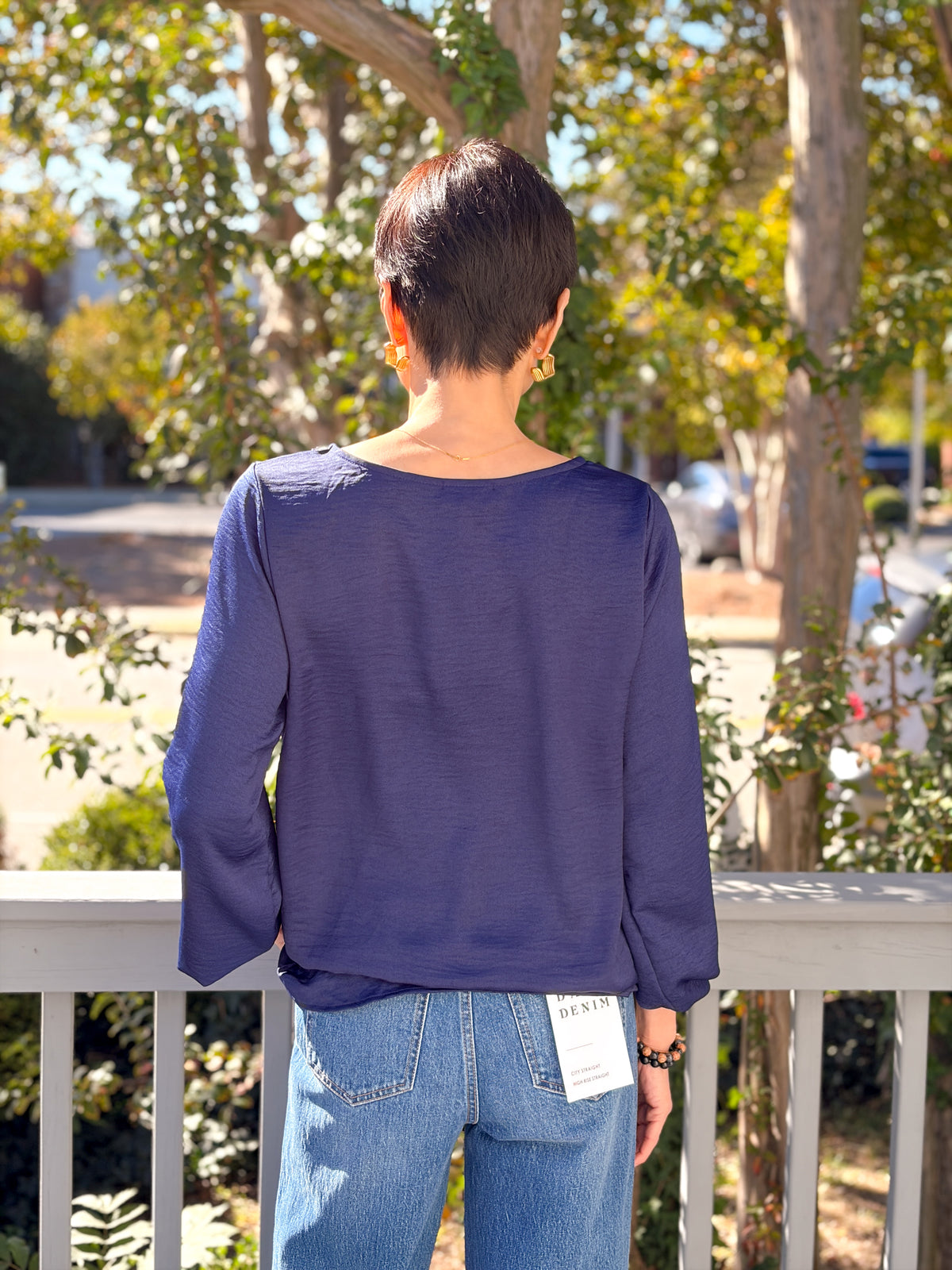 Rose & Lee Co Bethany Top, Navy Work Tops