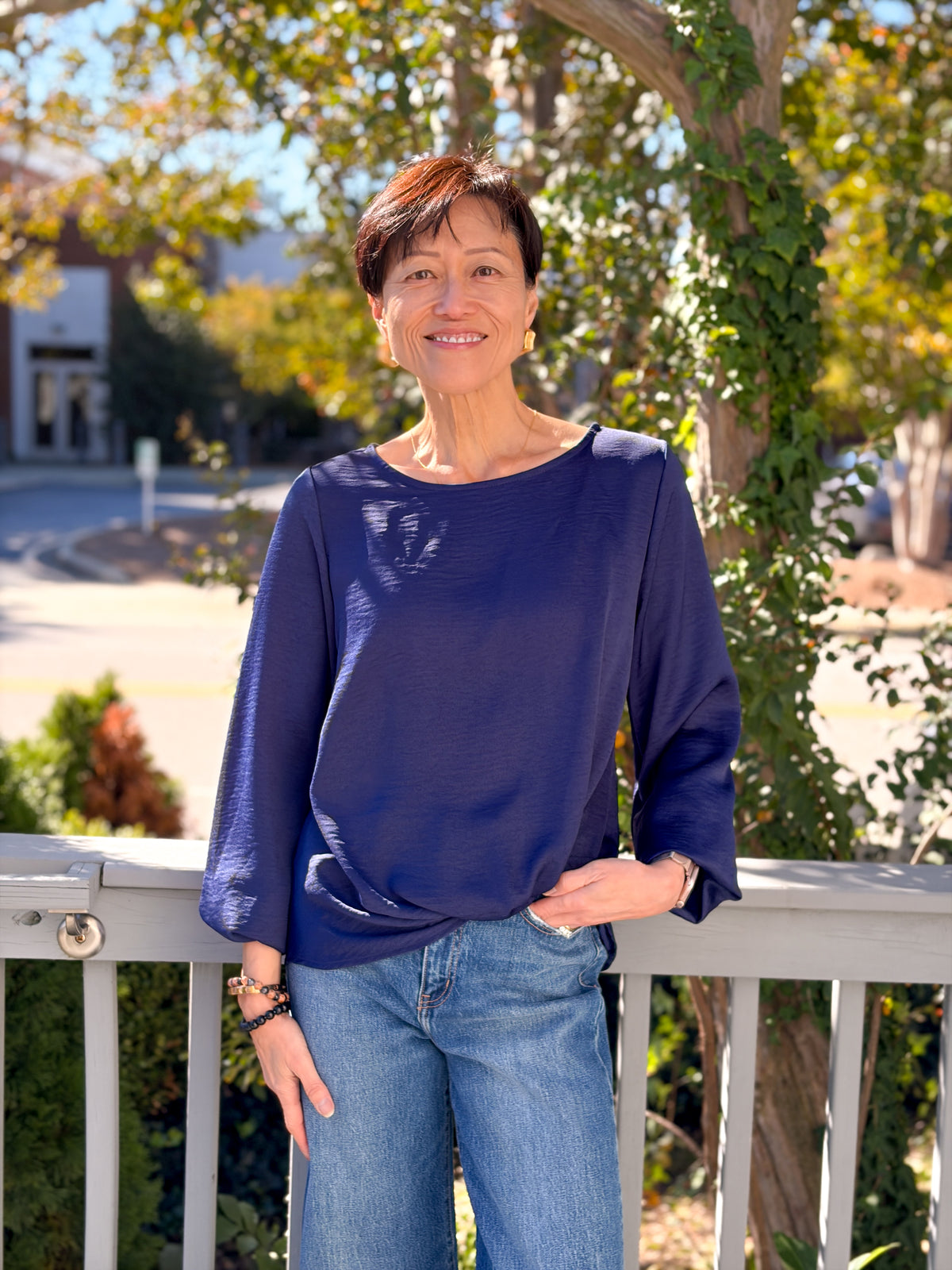 Rose & Lee Co Bethany Top, Navy Work Tops