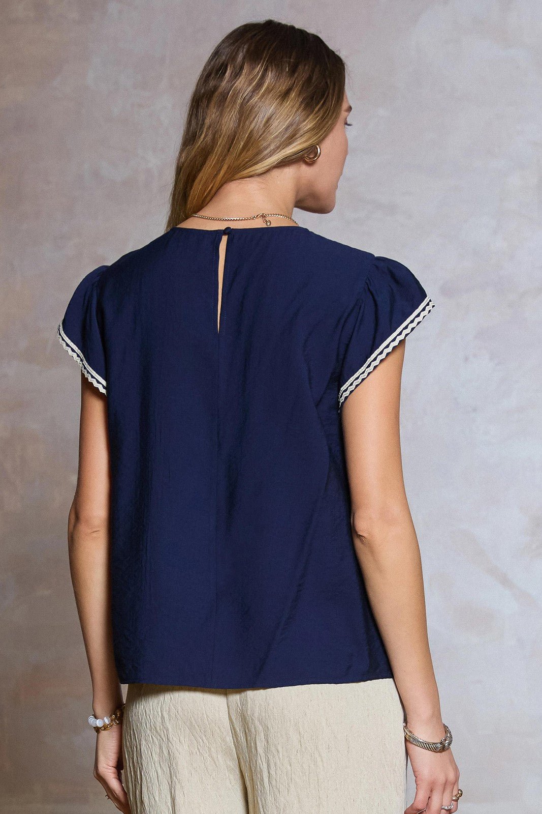 Rose & Lee Co Bexley Top, Navy Work Tops