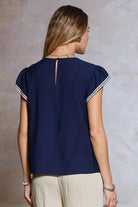 Rose & Lee Co Bexley Top, Navy Work Tops