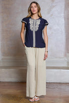 Rose & Lee Co Bexley Top, Navy Work Tops