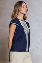 Rose & Lee Co Bexley Top, Navy Work Tops