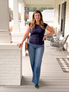 Rose & Lee Co Houston Top, Navy short sleeve