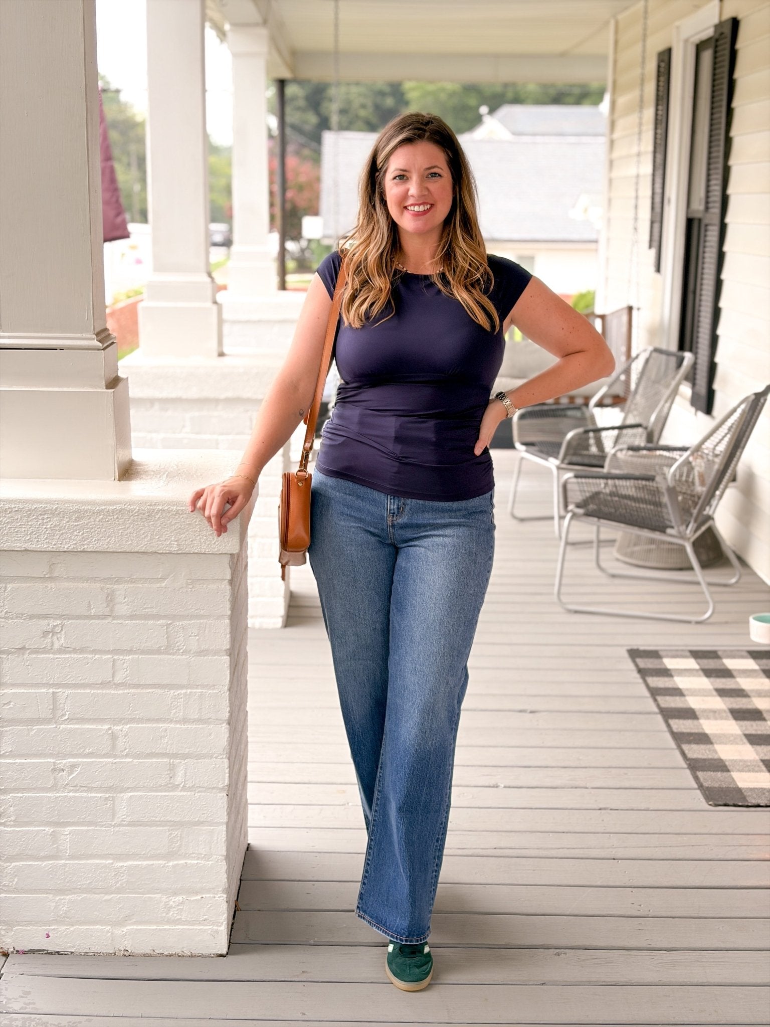Rose & Lee Co Houston Top, Navy short sleeve
